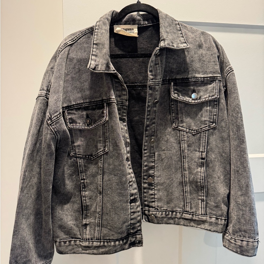 Washed Black Denim Jean Jacket
